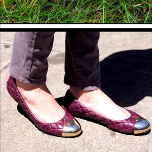 Tory Burch ‘Kaitlyn’ quilted cap toed flat shoes